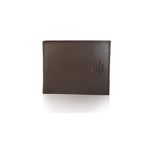 Coveri enrico - portafoglio da uomo in vera pelle, formato orizzontale, colore: marrone scuro, marrone scuro. , m, classico