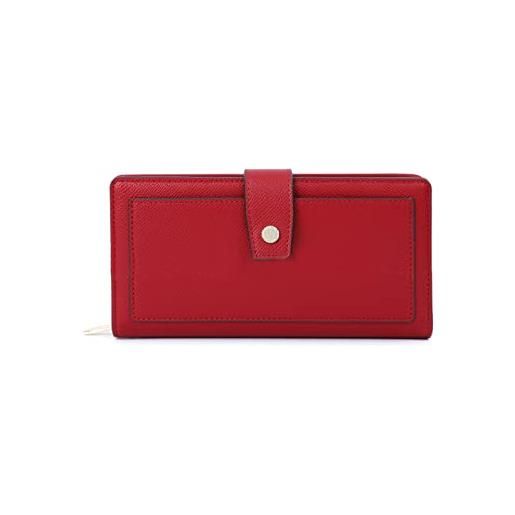 PORRASSO portafoglio donna portamonete wristlet bag portafoglio pelle carte di credito portatile portafogli rosso