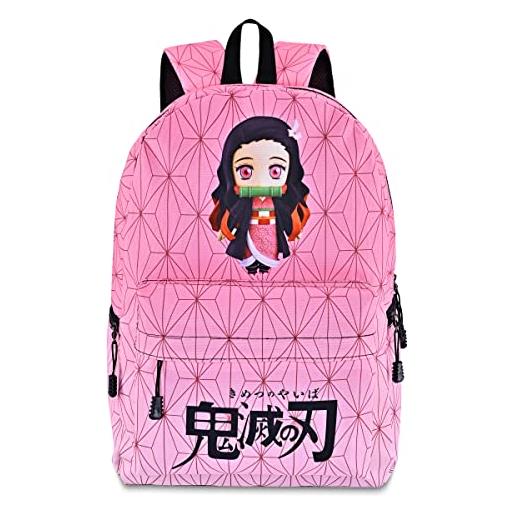 Roffatide anime demon slayer zaino rosa geometrico borsa da scuola sfumata zaino per laptop per ragazze e donne