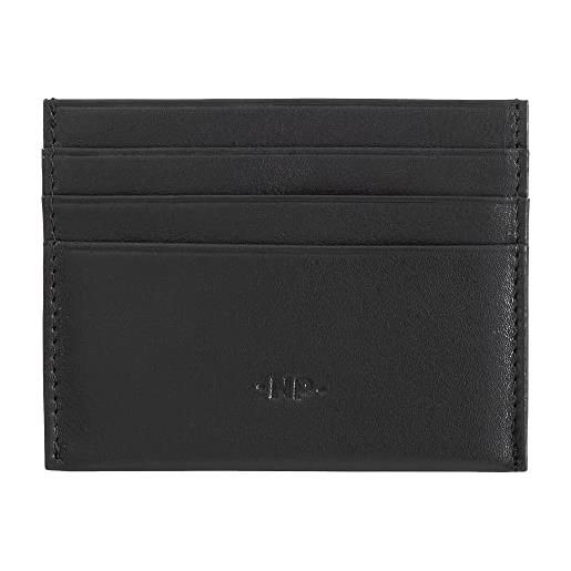Nuvola Pelle porta carte di credito uomo donna sottile tascabile in morbida pelle nappa con 6 tasche porta tessere nero