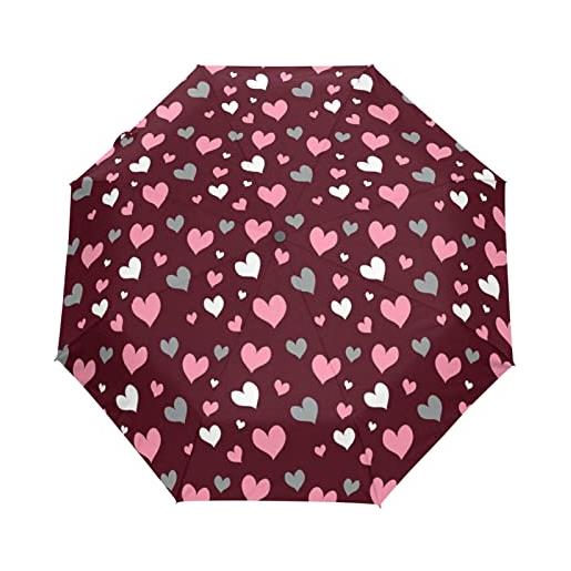 KAAVIYO cuori rossi ombrello pieghevole automatico auto apri chiudi portatile ombrelli per ragazze spiaggia donne bambini ragazzi