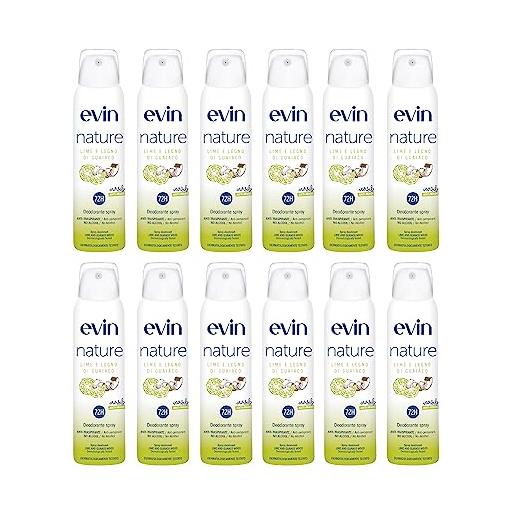 EVIN | deodorante spray, fragranza lime e guaiaco, antitraspirante, durata 72h, confezione da 12 pezzi, 150 ml