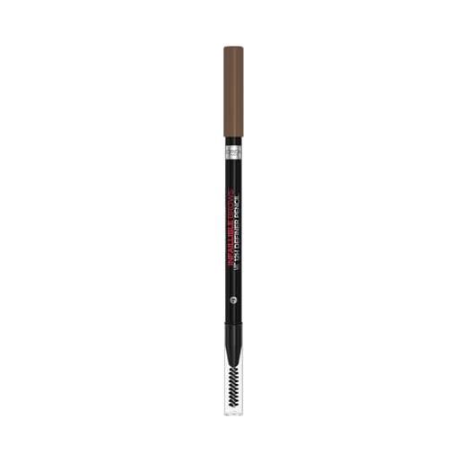 L'Oréal Paris infaillible brows 12h brow definer pencil 3.0 bruna per sopracciglia perfettamente sagomate e precise, 1 ml