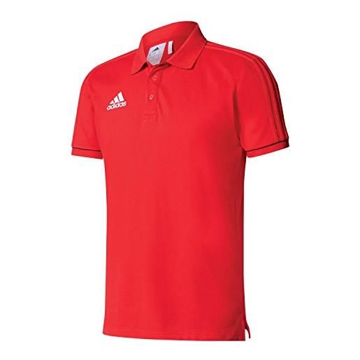 adidas tiro17 cotton polo, uomo, scarlet/nero/bianco, s