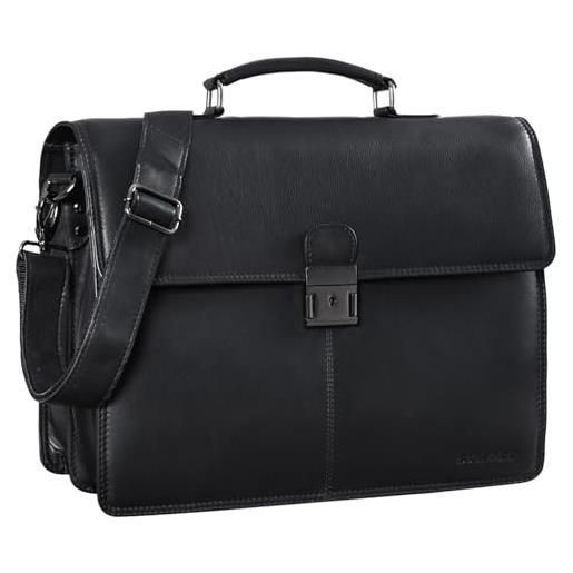 STILORD 'apolonius' borsa ventiquattrore pelle uomo donna business bag vintage portadocumenti borsa a tracolla cuoio, colore: ossidiana nero