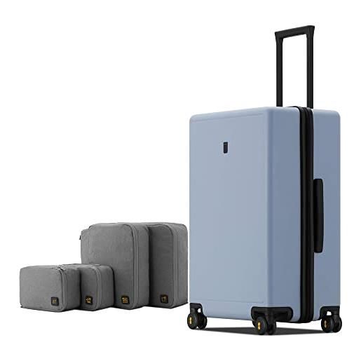 LEVEL8 valigia bagaglio a mano elegante opaco 100% pc valigia trolley con organizer valigie viaggio set di 4, valigie con 4 ruote doppie girevoli e lucchetto tsa integrato, 66cm, 65l, azzurro