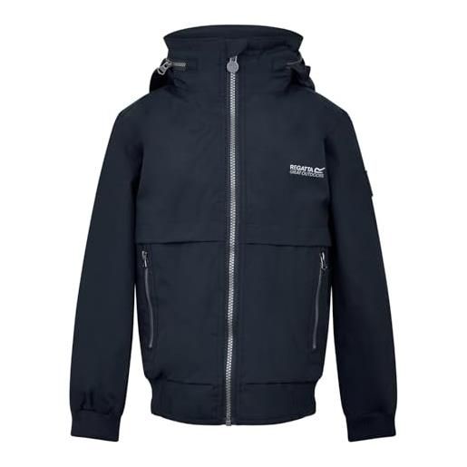 Regatta bryn' giacca impermeabile completamente foderata e rivestimento riflettente, jackets waterproof shell unisex bambini, navy, 15-16