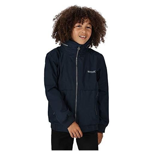 Regatta bryn' giacca impermeabile completamente foderata e rivestimento riflettente, jackets waterproof shell unisex bambini, navy, 7-8