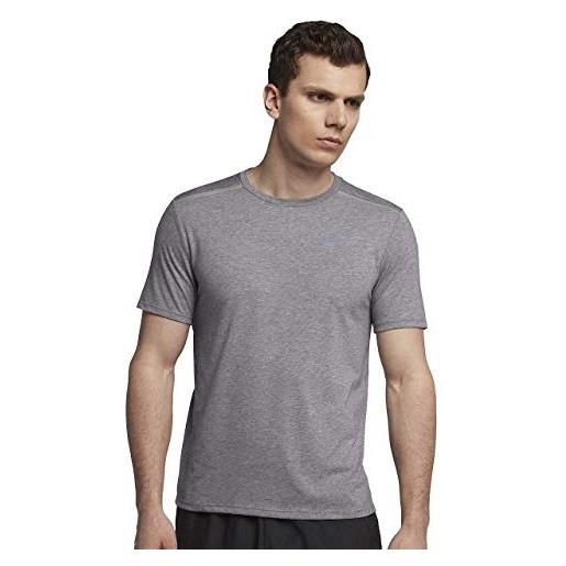 Nike dri fit rise 365, maglietta de running uomo, grigio (gunsmoke/heather/metallic silver), s