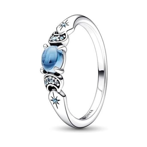 Pandora disney anello con aladin e jasmine in argento sterling con cristallo blu ghiaccio e cristallo blu chiaro di luna, 48