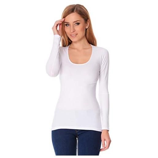 JADEA offerta 2 pezzi maglia donna manica lunga scollo lollo, maglia donna cotone elasticizzato 4056 (2 pezzi bianco, l)