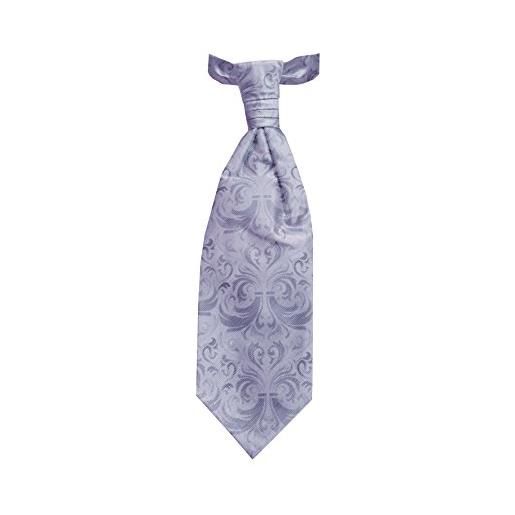 Remo Sartori - cravattone plastron cravatta da sposo cerimonia in seta satinata floreale, made in italy, uomo (azzurro)