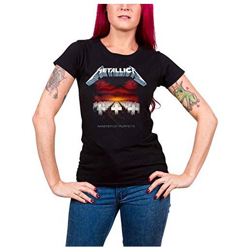 Metallica 'master of puppets tracks' (black) womens fitted t-shirt (small)