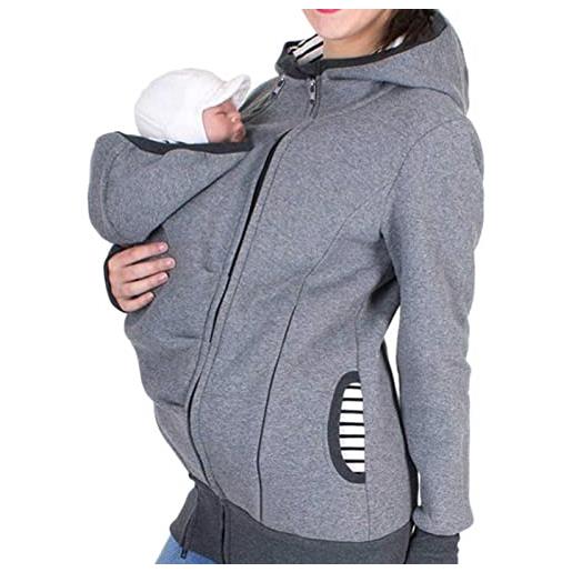 DNJKH felpe con cappuccio maternità 2-in-1 multifunzione donna felpe del portare neonato bambino canguro porta bebè felpe