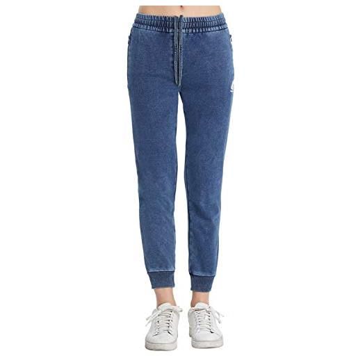 Extreme Pop - pantaloni da jogging in jeans da donna, in spugna, elasticizzati (denim blue, m)