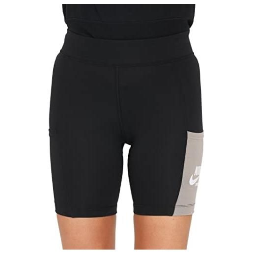 Nike w nsw hr bike short htg leggings, black/moon fossil/white, xs donna