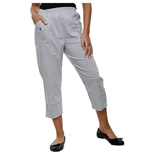 JM CLOTHING ss12 - pantaloni corti da donna, a tre quarti, morbidi 3/4, elasticizzati, con tasche in vita, pantaloncini estivi taglie forti, nero , 54