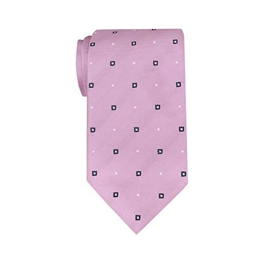 Remo Sartori - cravatta in pura seta rosa microfantasia blu, made in italy, uomo