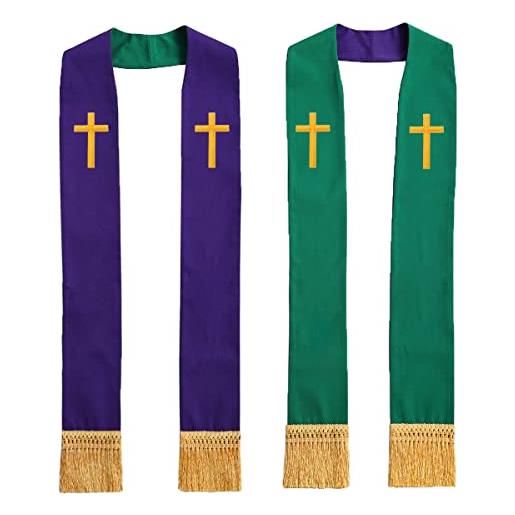 BLESSUME chiesa clero pastore reversibile stola (multicolore 3)