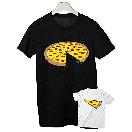t-shirteria coppia tshirt uomo e bambino festa del papà pizza - love - humor - mixed shirt - idea regalo