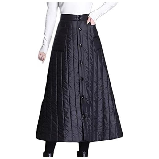 Minetom donna gonna a vita alta lunga con tasca maxi gonne in piumino inverno antivento spesso per neve gonne b nero xl