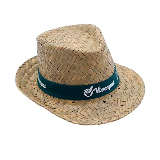 Silaba tonica cappelli di paglia personalizzati - pack 25 cappelli tirolese con logo o frase - colore del nastro a scelta - cappello uomo e donna per eventi - bianco o verdoso