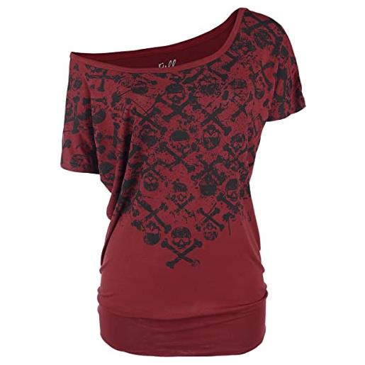 Full Volume by EMP donna t-shirt rossa loose basic con stampa teschio xxl