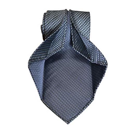 Remo Sartori - cravatta sartoriale sfoderata cinque pieghe in seta blu, fatta a mano in italia, uomo (standard: lunghezza 148 cm)