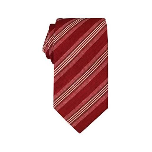 Remo Sartori - cravatta in pura seta a righe effetto lino rossa, made in italy, uomo