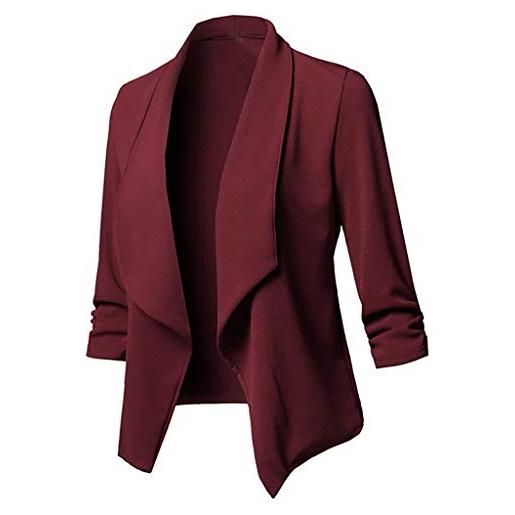 Generic blazer, giacca corta da donna, sportiva, elegante, a vita corta, blazer, elegante, a maniche lunghe, bolero, rosa caldo, xxxl