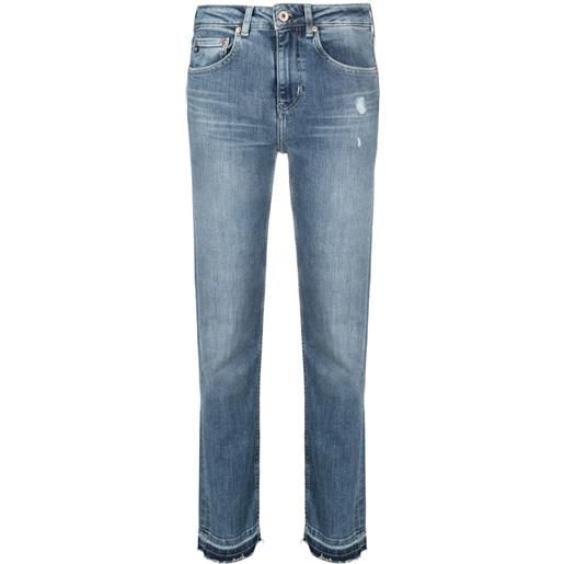 AG Jeans jeans girlfriend affusolati con effetto vissuto - blu
