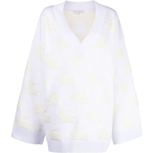 JW Anderson maglione con scollo a v jacquard - bianco