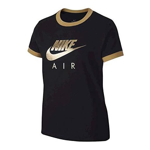 Nike g nsw tee air logo ringer t-shirt, bambina, black, l