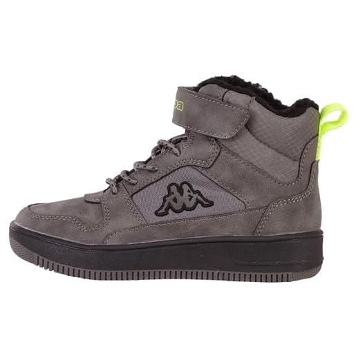 Kappa codice stile: 260991k shab fur k, scarpe da ginnastica unisex-bambini, grigio/nero, 25 eu