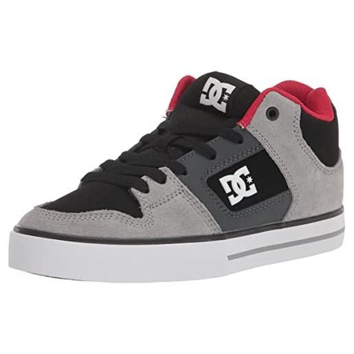 DC Shoes dc pure mid-scarpe da skate casual da uomo, skateboard, nero, grigio, rosso, 44 eu