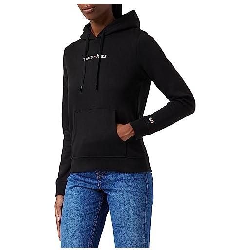 Tommy Jeans tjw reg serif linear hoodie dw0dw14362 maglie pesanti, nero (black), xs donna