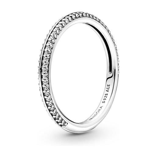 Pandora me anello con pavé in argento sterling con zirconia cubica trasparente, 46