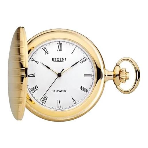 Regent orologio da tasca da uomo savonnette 47 mm meccanico a carica manuale numeri romani, p-719 - oro