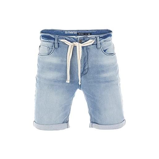 riverso rivpaul - pantaloncini di jeans da uomo, pantaloni corti estivi, bermuda elasticizzati, jeans short in cotone, grigio, blu, blu scuro, w30 - w42 - light blue denim (l114) - w33