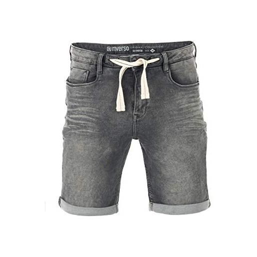 riverso rivpaul - pantaloncini di jeans da uomo, pantaloni corti estivi, bermuda elasticizzati, jeans short in cotone, grigio, blu, blu scuro, w30 - w42 - grey denim (g37) - w33