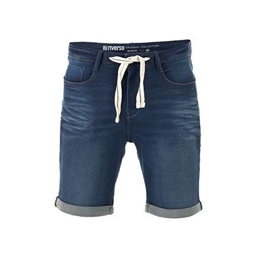 riverso rivpaul - pantaloncini di jeans da uomo, pantaloni corti estivi, bermuda elasticizzati, jeans short in cotone, grigio, blu, blu scuro, w30 - w42 - dark blue denim (d147) - w36