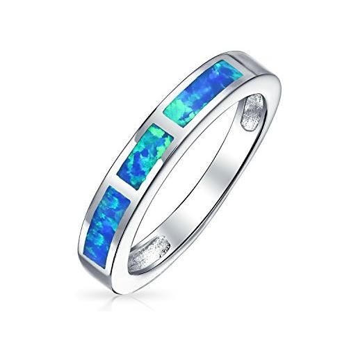 Bling Jewelry blu creato opale intarsio pave cubic zirconia solitaire anello per le donne. 925 sterling silver october birthstone