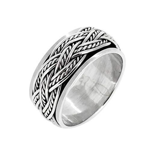 TreasureBay - anello da uomo in argento sterling 925 con nodo celtico largo 10 mm, per meditazione e sollievo dallo stress, disponibile nelle taglie: r - z