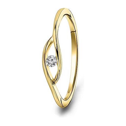 MIORE anello di fidanzamento con diamante solitario anello da donna in oro giallo 9 carati / 375 con diamante 0,05 ct