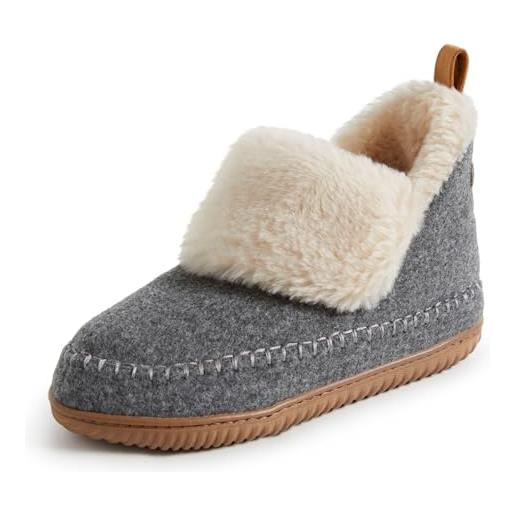 Dearfoams moritz - pantofole da donna per interni ed esterni, comode pantofole da campeggio, grigio, 40/42 eu