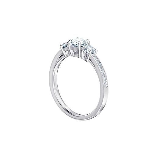 Swarovski 5448843 anello da donna attract trilogy round, bianco, placcatura rodio, misura 57