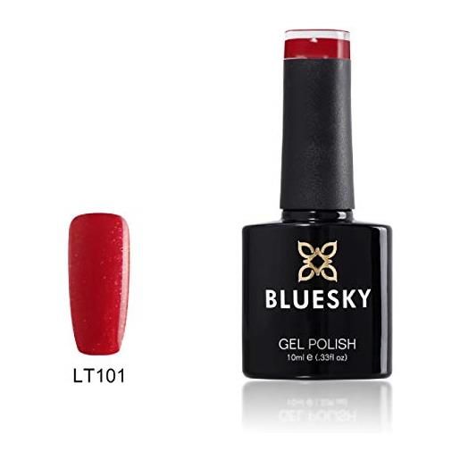 Bluesky smalto per unghie gel, red glitter, lt101, rosso, neon, luccichio (per lampade uv e led) - 10 ml