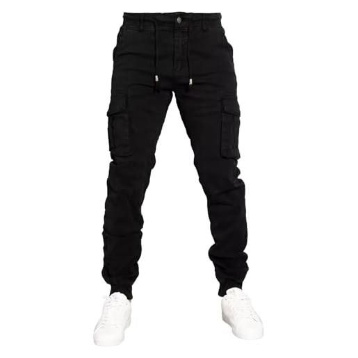 Toocool - pantaloni uomo cargo militari tasconi laterali casual cotone g6538 [g6601 estivo blu, 30/tg 44]