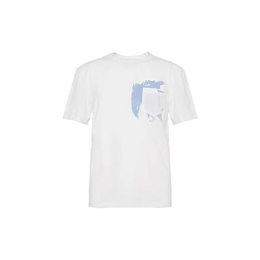 Blauer t-shirt Blauer uomo 23sbluh02309100 bianca girocollo mezza manica taschino con stampa regular fit xl