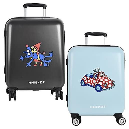 Kukuxumusu set 2 valigie da viaggio, grigio/turchese, estándar, contemporaneo, giovanile e divertente